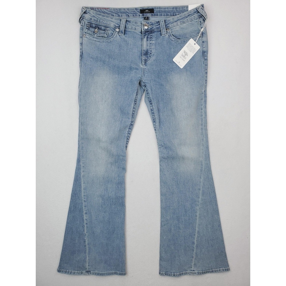 True Religion Jeans Womens 34 Joey Low Rise Flare Stretch Denim Y2K Light Wash